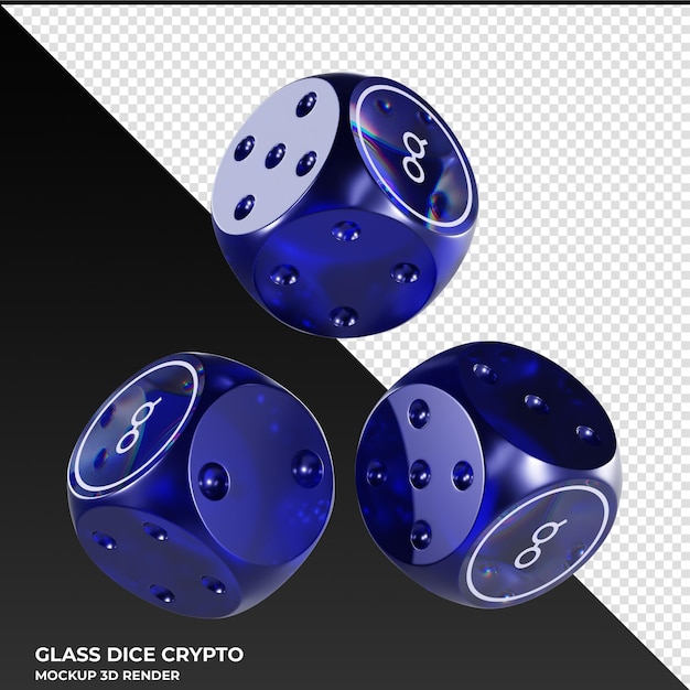 PSD dice golem glm dice en verre icône cryptographique 3d