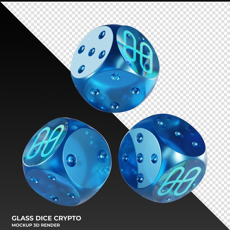 PSD dice harmony one dice de vidrio cripto icono 3d
