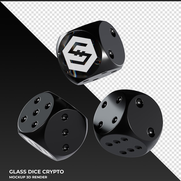 Dice iost dice de vidrio icono criptográfico en 3d