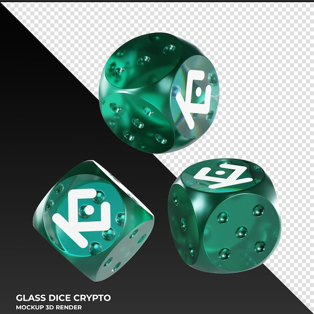 PSD dice kucoin token kcs dice de vidro ícone crypto 3d