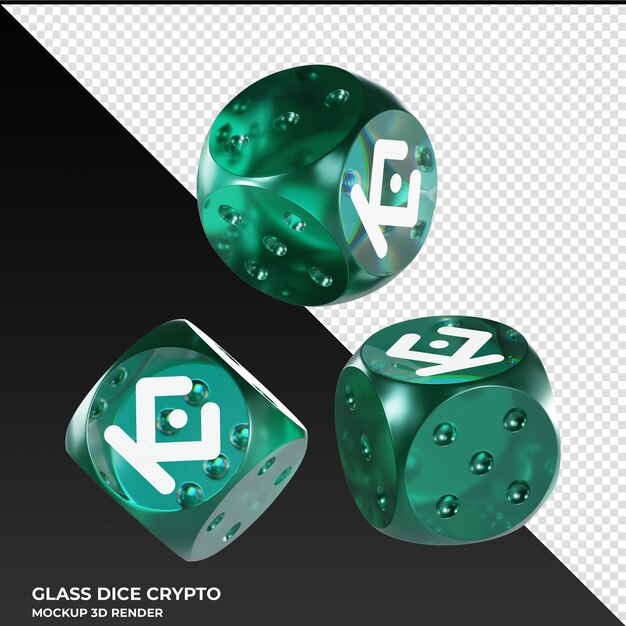 Dice kucoin token kcs dice de vidrio icono crypto 3d