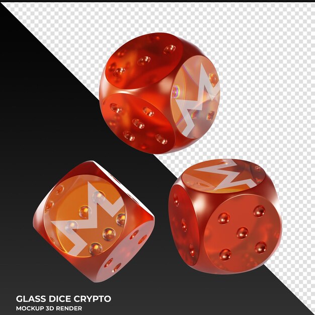 Dice Monero XMR Dice de vidrio Cripto Icono 3D