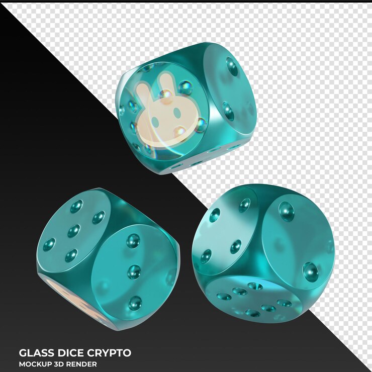 PSD dice pancakeswap cake dice di vetro crypto icona 3d
