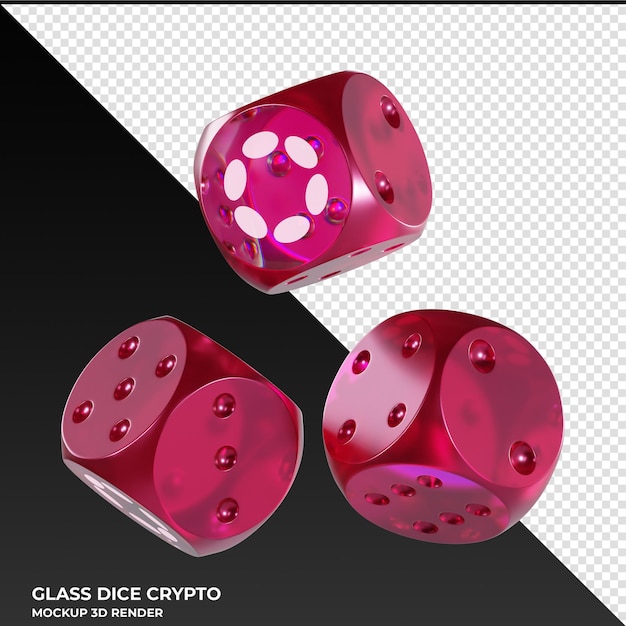 PSD dice polkadot dot dice en verre icône cryptographique 3d