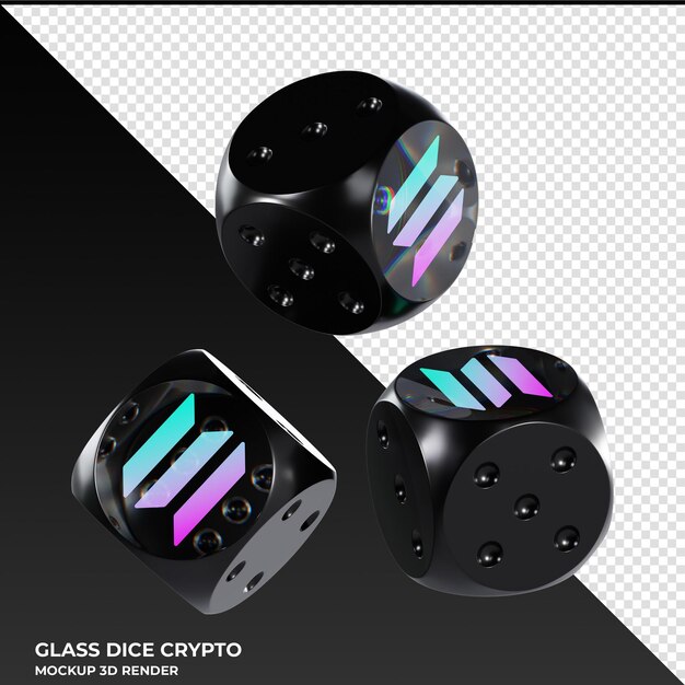 PSD dice solana sol dice de vidro crypto 3d icon