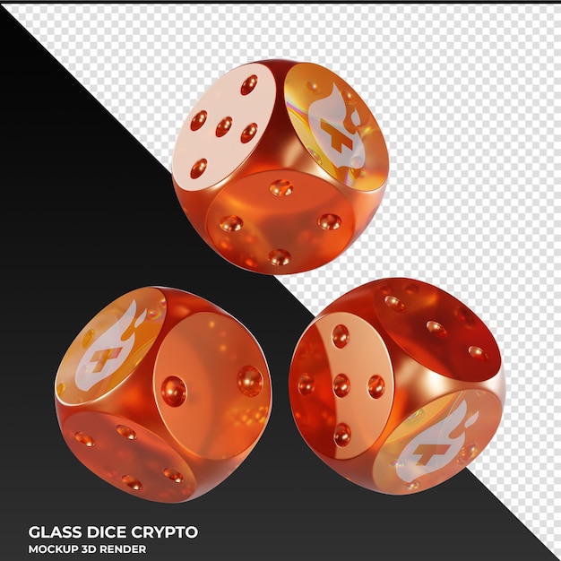 Dice Theta Fuel TFUEL Dice de vidrio Icono criptográfico en 3D