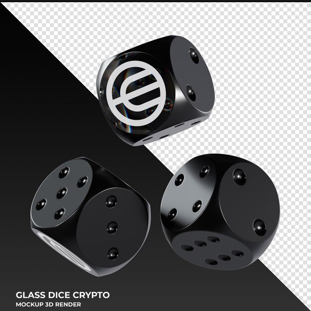 PSD dice worldcoin wld dice de vidro crypto 3d icon