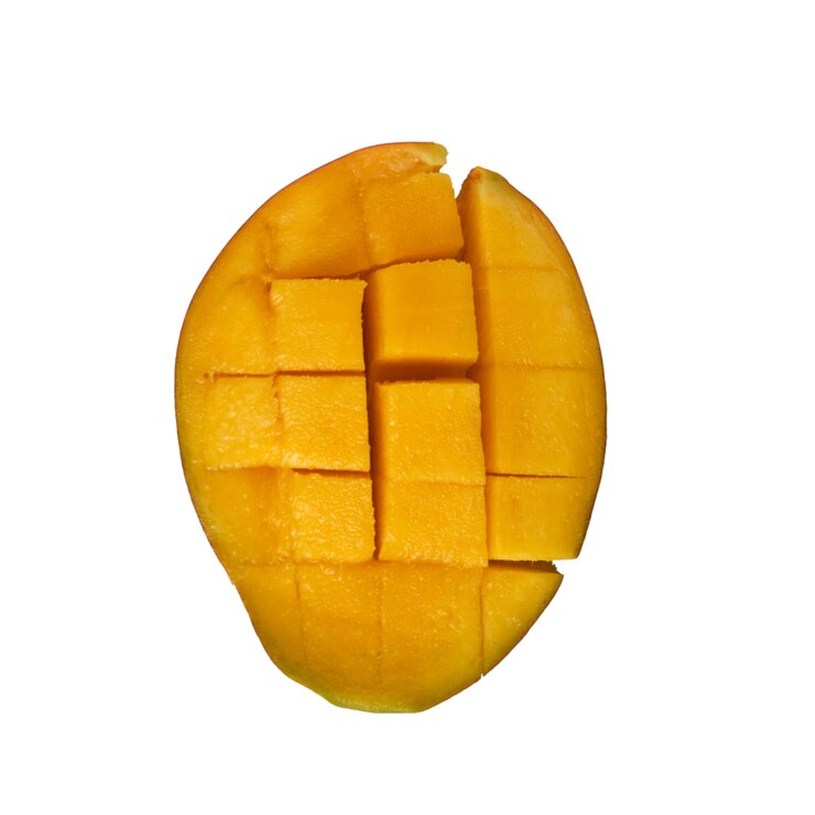 PSD diced mango slices isolated close up