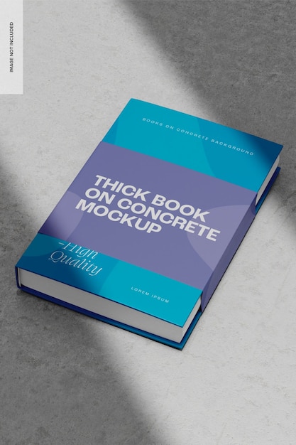 Dickes Buch auf Beton Mockup, High Angle View