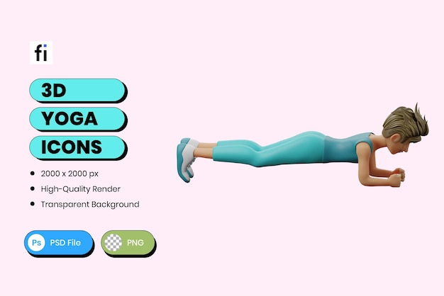 Die 3d-illustration yoga plank.