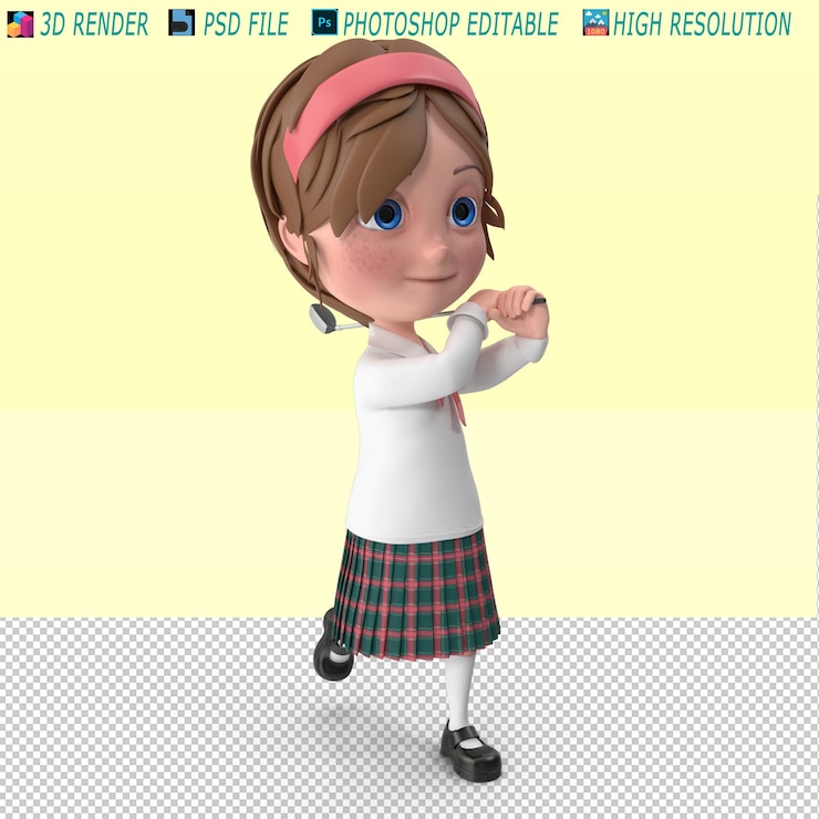 PSD die 3d-psd-datei von cartoon girl