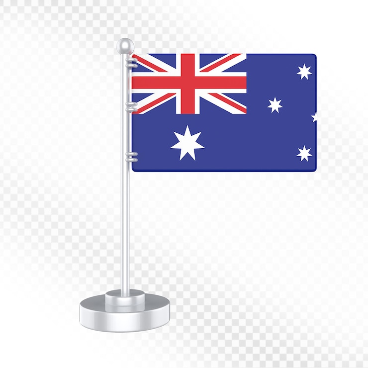 PSD die australische flagge auf dem tisch