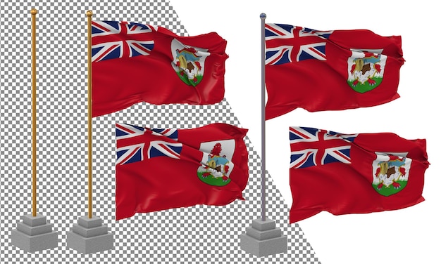 Die Bermuda-Flagge schwenkt in einem anderen Stil mit einem isolierten 3D-Rendering