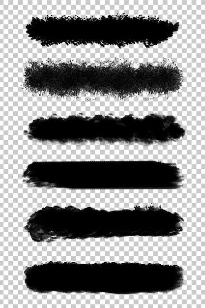 Die Black Brush Stroke-Kollektion ist auf einem transparenten Hintergrund isoliert.