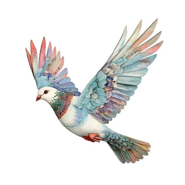 Die bunte fliegende Taube