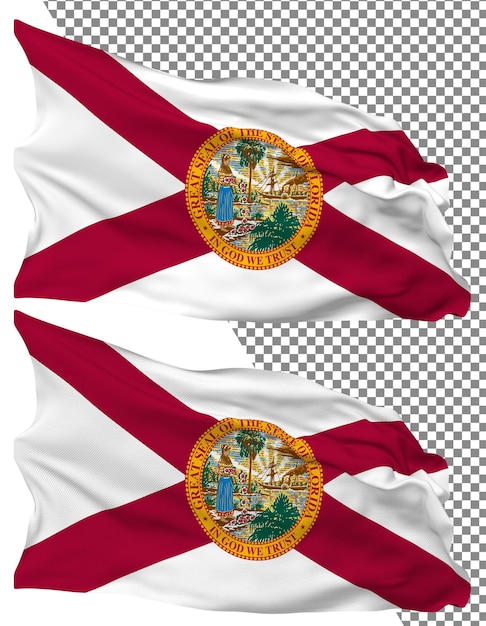 Die Flagge des Bundesstaates Florida weht isoliert in schlichter Bump-Textur, transparenter Hintergrund, 3D-Rendering
