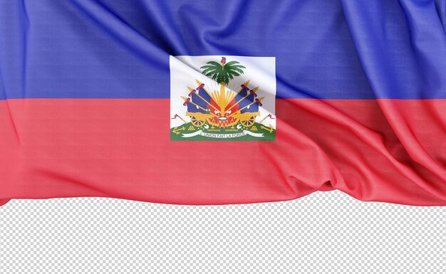 PSD die flagge von haiti ist auf weißem hintergrund mit einem kopierraum unterhalb der 3d-rendering isoliert.