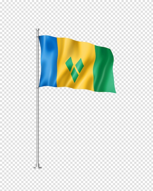 PSD die flagge von saint vincent und den grenadinen ist auf weiß isoliert.