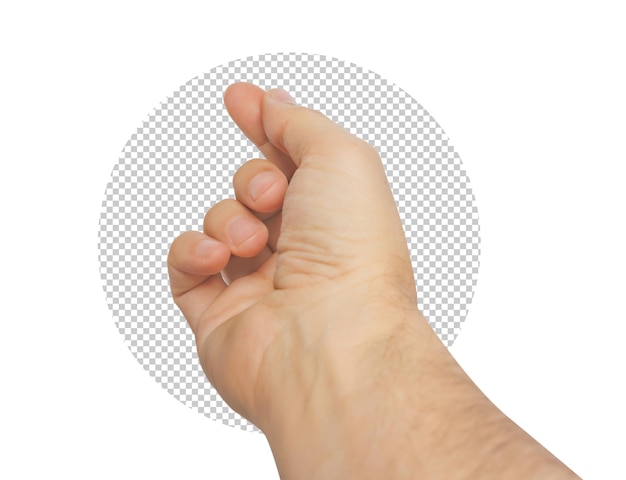 Die Hand eines Mannes auf weißem Hintergrund