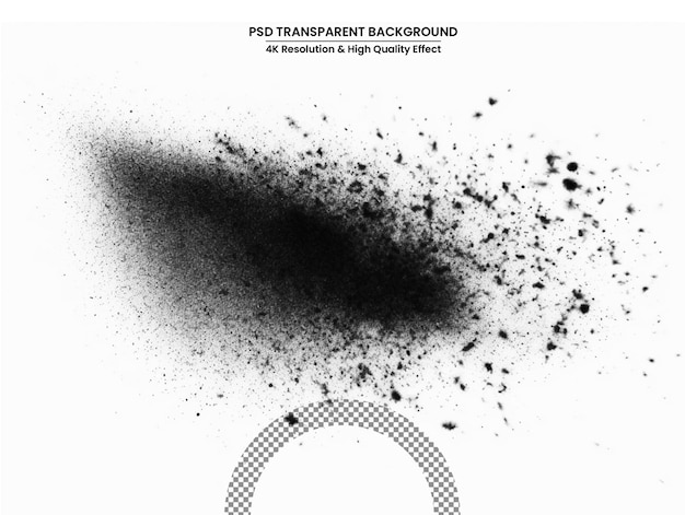 PSD die holzkohlepartikel spritzten auf weißem hintergrund