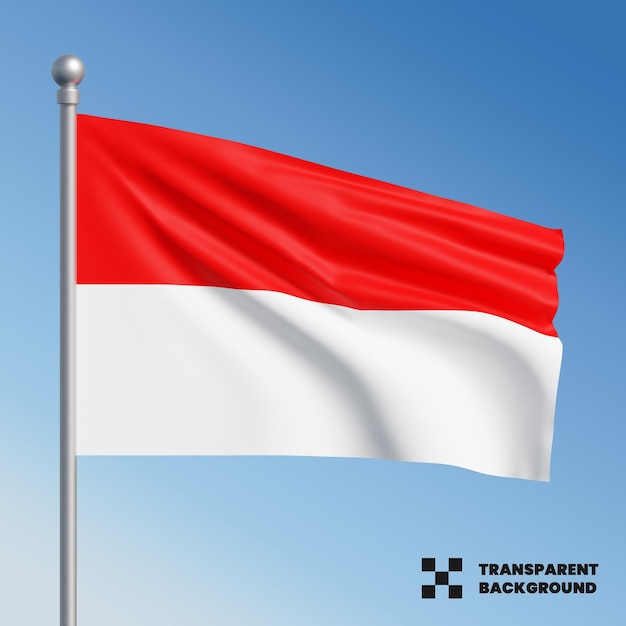 PSD die indonesische flagge wird isoliert geschwenkt.