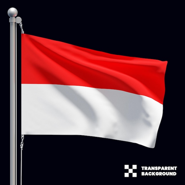 Die indonesische flagge wird isoliert geschwenkt.