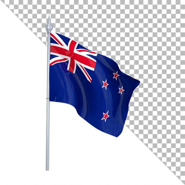 Die neuseeländische Flagge schwingt auf einem Pfahl