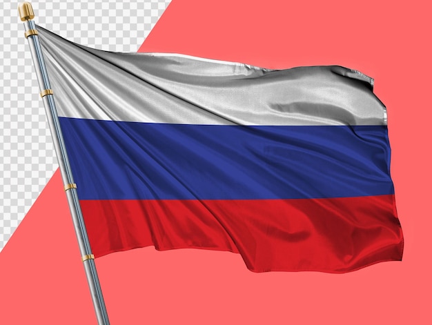 PSD die russische flagge schwingt. transparenter hintergrund full hd.