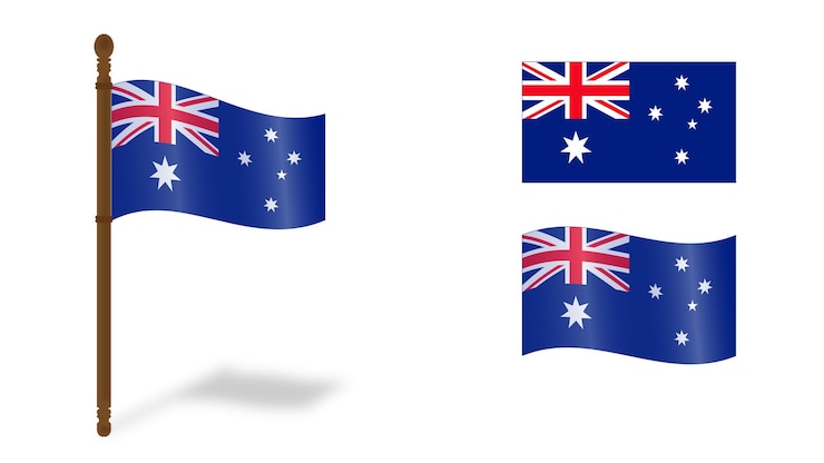 PSD die sammlung australischer nationalflaggen in verschiedenen stilen, isoliert auf durchsichtigem hintergrund