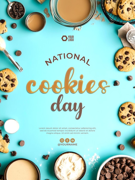 Die Vorlage für den Nationalen Cookie-Tag-Poster wird auf einem hellblauen Hintergrund angezeigt