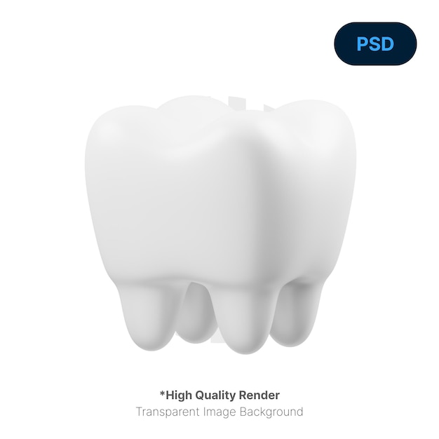 Diente 3D Icono Premium PSD
