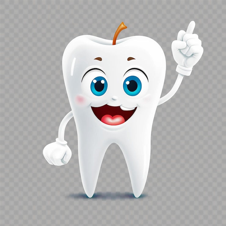 PSD un diente con un cepillo de dientes en su cabeza y un pulgar hacia arriba