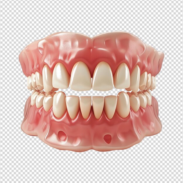 PSD un diente dolorido en medio de dientes sanos aislados en un fondo transparente png