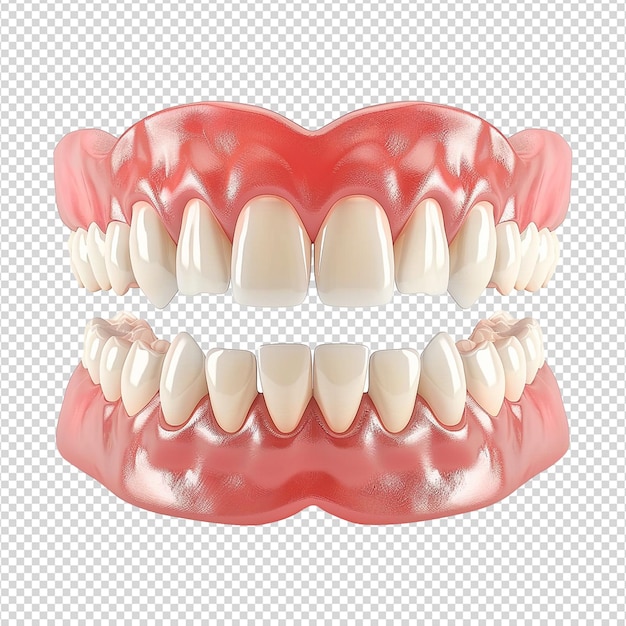 PSD un diente dolorido en medio de dientes sanos aislados en un fondo transparente png