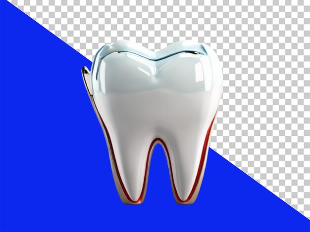 PSD un diente dolorido en medio de dientes sanos aislados en un fondo transparente