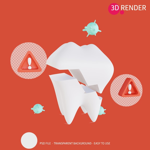 Diente de icono de renderizado 3D