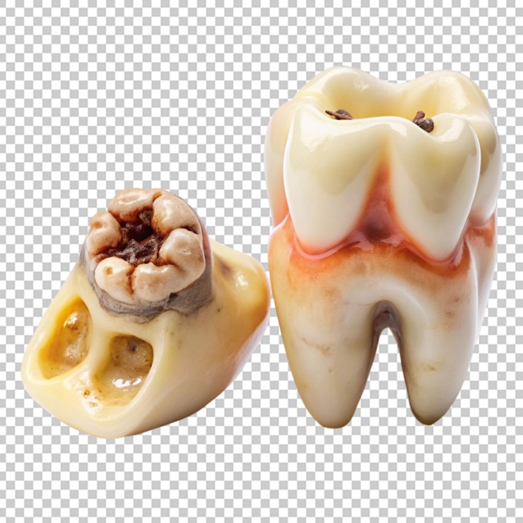 PSD diente de sabiduría humano con caries