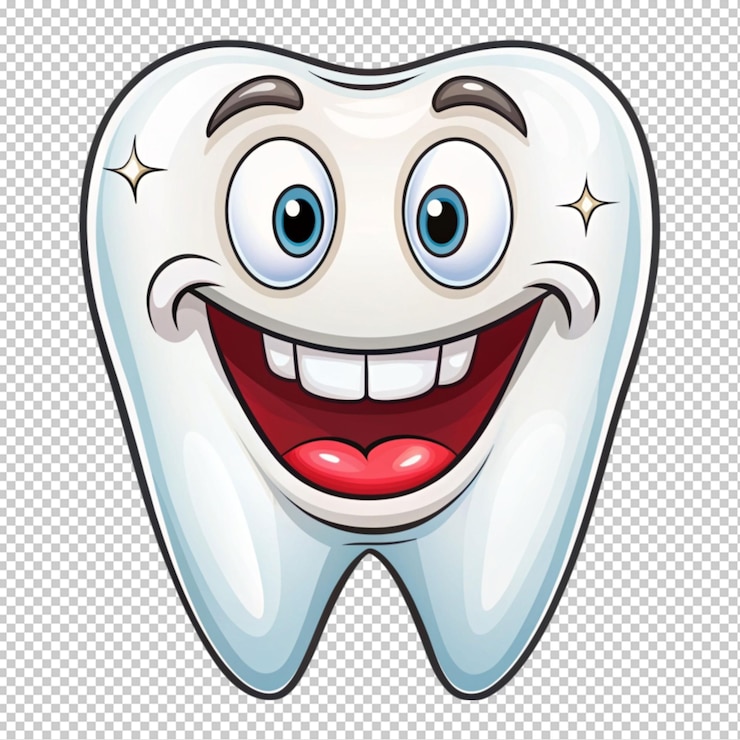 PSD dientes de dibujos animados dibujados a mano sobre un fondo transparente