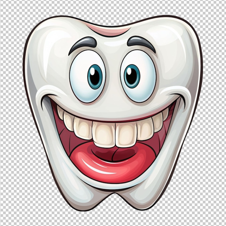 PSD dientes de dibujos animados dibujados a mano sobre un fondo transparente