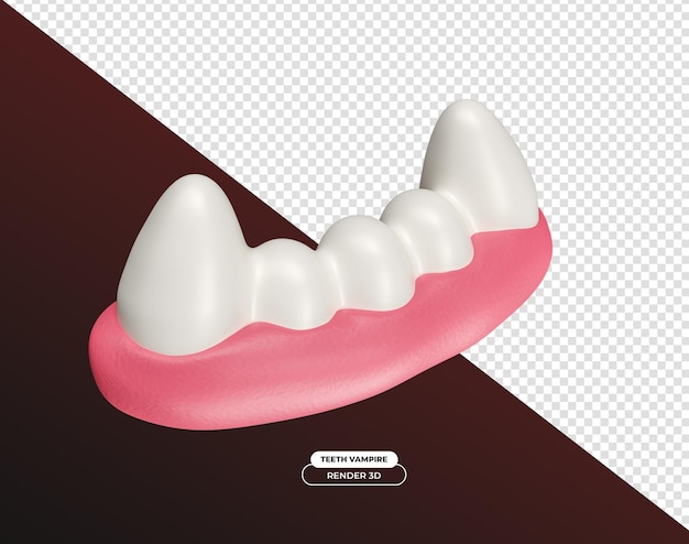 PSD dientes para halloween 3d render ilustración de dibujos animados con fondo transparente