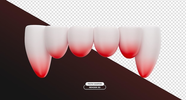 PSD dientes con sangre para halloween ilustración de dibujos animados en 3d con fondo transparente