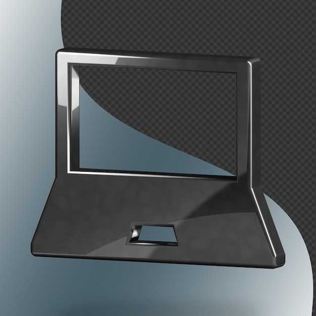 Dies ist ein wunderschön gestaltetes 3D-Laptop-Symbol mit einer wunderschönen metallischen Textur