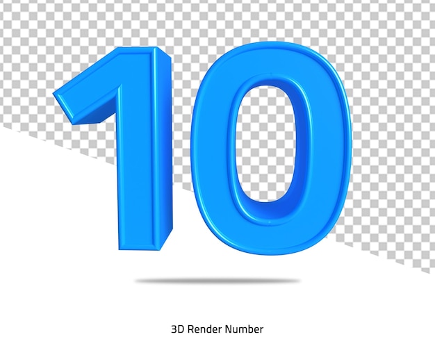 Diez número 10 icono azul 3d render