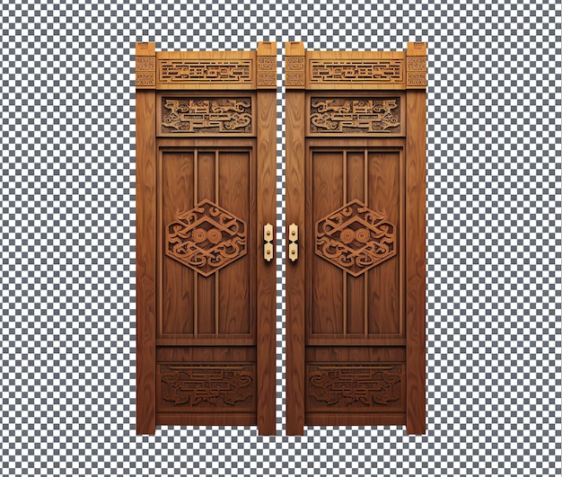 Diferentes parejas de puertas chunlian aisladas en un fondo transparente