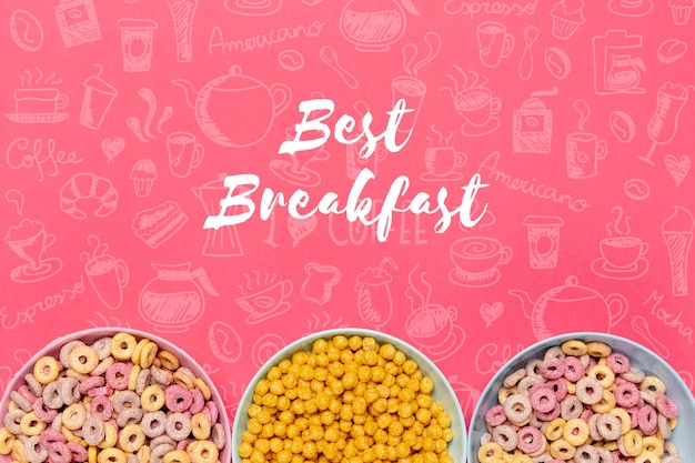 PSD diferentes tipos de cereales para el desayuno.