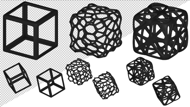 PSD diferentes tipos de cubos negros.
