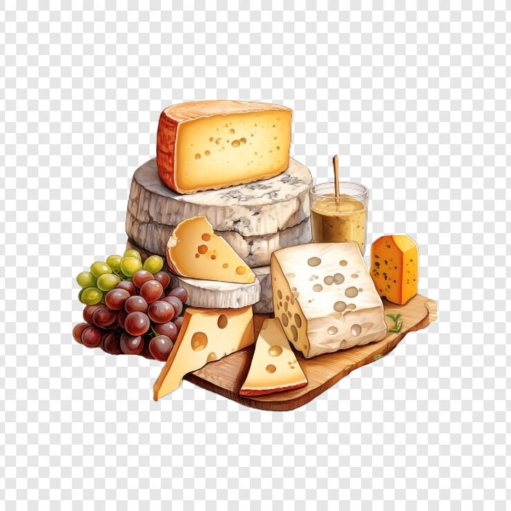 PSD diferentes tipos de delicioso queso aislados sobre un fondo transparente