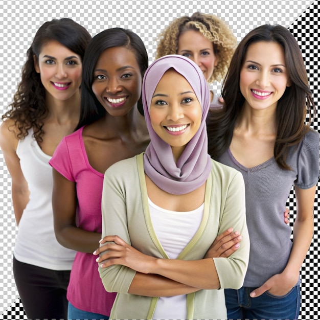 PSD different ethnicity women on transparent background