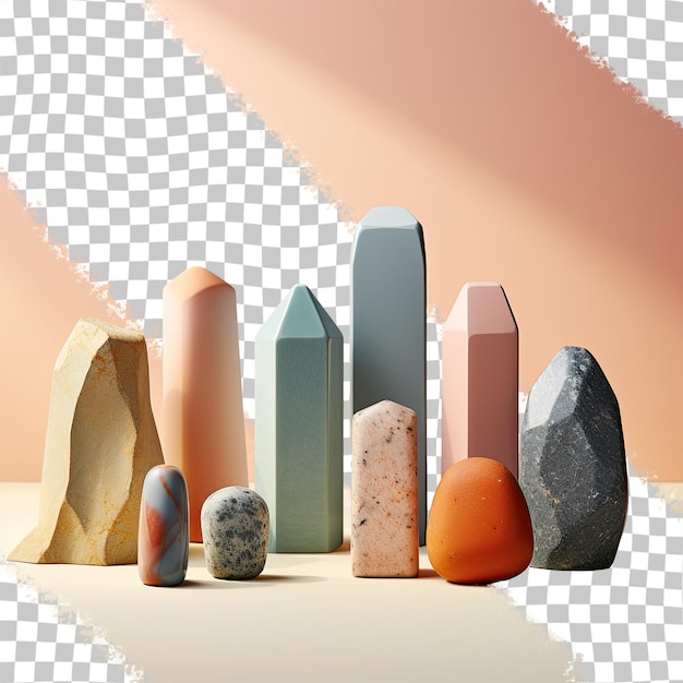 PSD différentes formes de pierres à aiguiser sur fond transparent