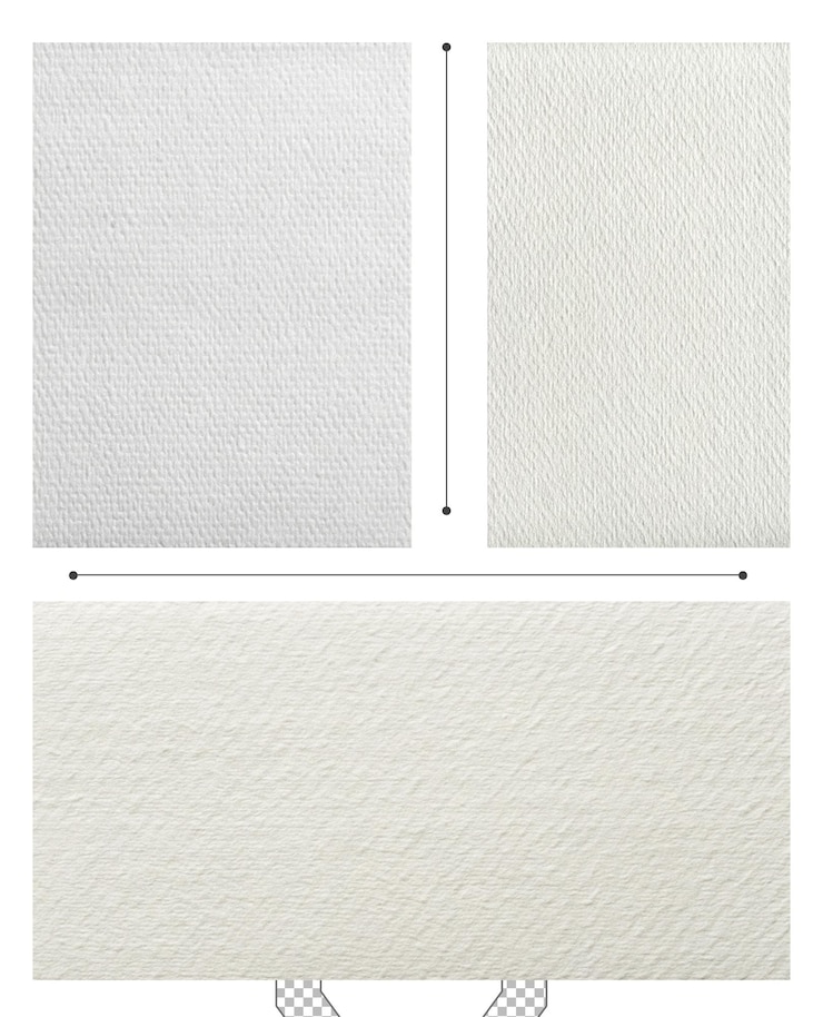 PSD différentes textures de papier blanc présentées dans une disposition propre avec l'accent mis sur la qualité de la surface